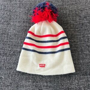 Levi's  Pom-Pom Beanie - Red, Blue, and White